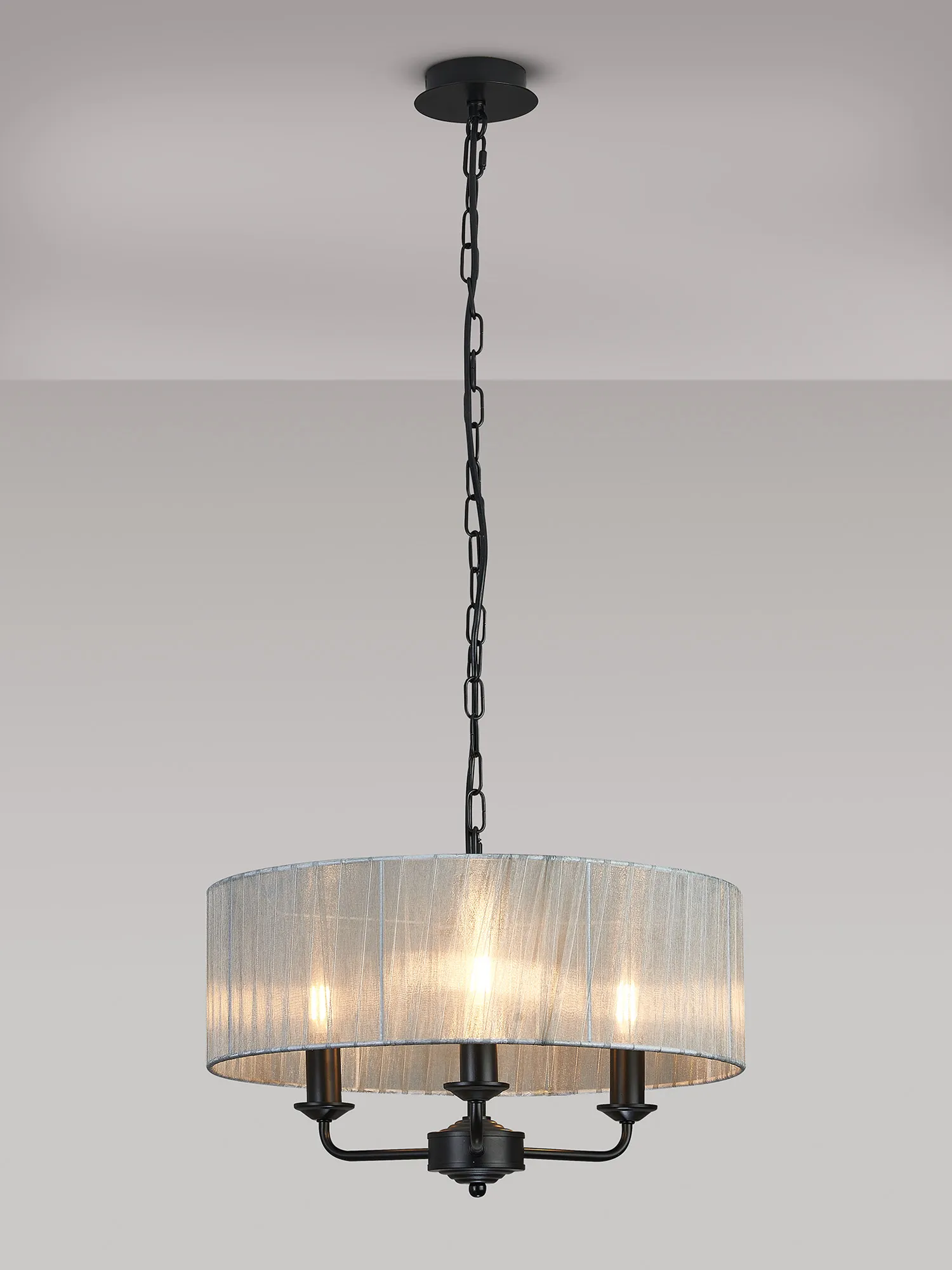 Banyan 45cm 3 Light Pendant Matt Black, Grey DK1031  Deco Banyan MB GR